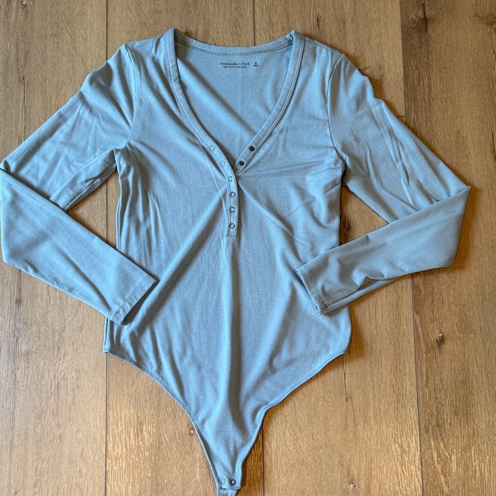 Abercrombie and Fitch Light Blue Long Sleeve Bodysuit